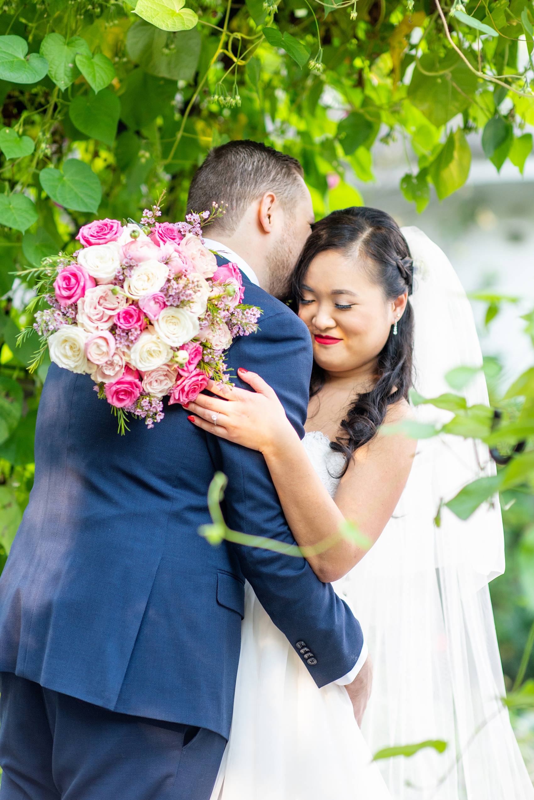 Fall wedding photos at Crabtree's Kittle House in Chappaqua, New York by Mikkel Paige Photography. This venue in Westchester county was the perfect place with a country vibe to capture the bride and groom photos. The bride had timeless style with her strapless lace and tulle dress and the groom wore a custom navy blue suit. Click through for more pictures and ideas from their day! #mikkelpaige #CrabtreesKittleHouse #WestchesterWeddingVenues #WestchesterWedding #SeptemberWedding #brideandgroom