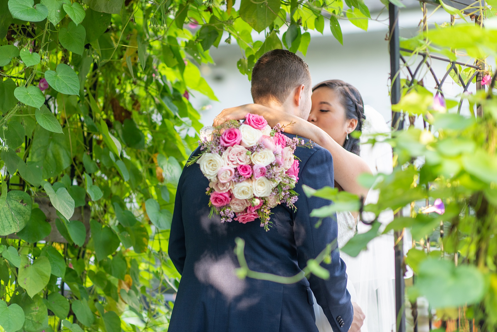 Fall wedding photos at Crabtree's Kittle House in Chappaqua, New York by Mikkel Paige Photography. This venue in Westchester county was the perfect place with a country vibe to capture the bride and groom photos. The bride had timeless style with her strapless lace and tulle dress and the groom wore a custom navy blue suit. Click through for more pictures and ideas from their day! #mikkelpaige #CrabtreesKittleHouse #WestchesterWeddingVenues #WestchesterWedding #SeptemberWedding #brideandgroom