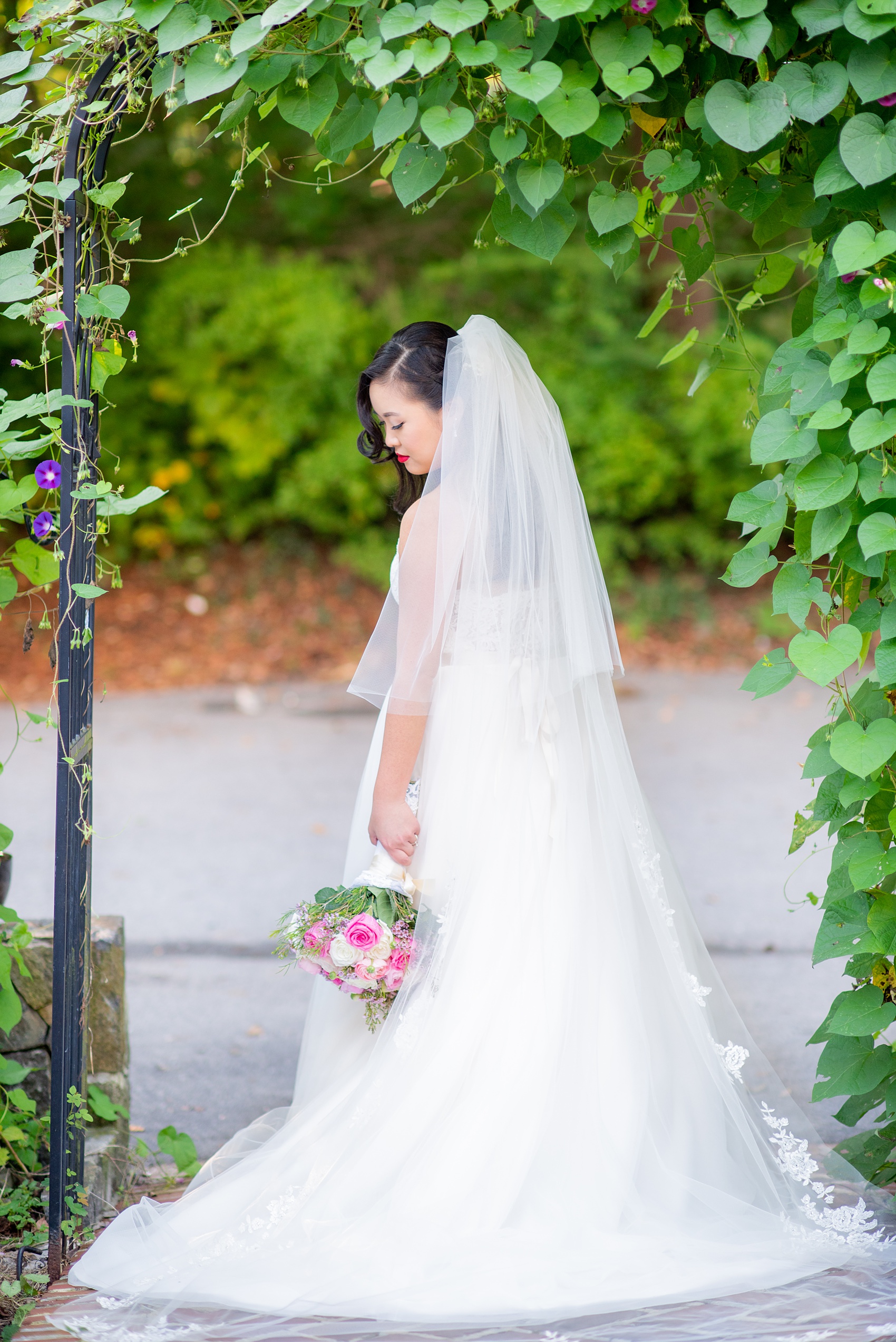 Fall wedding photos at Crabtree's Kittle House in Chappaqua, New York by Mikkel Paige Photography. This venue in Westchester county was the perfect place with a country vibe to capture the bride’s portraits. She had timeless style and wore a strapless lace & tulle dress and wore baby’s breath in her half-up do hair. Click through for more pictures & ideas from her day! #mikkelpaige #CrabtreesKittleHouse #WestchesterWeddingVenues #WestchesterWedding #SeptemberWedding #bride #NYwedding #AsianBride