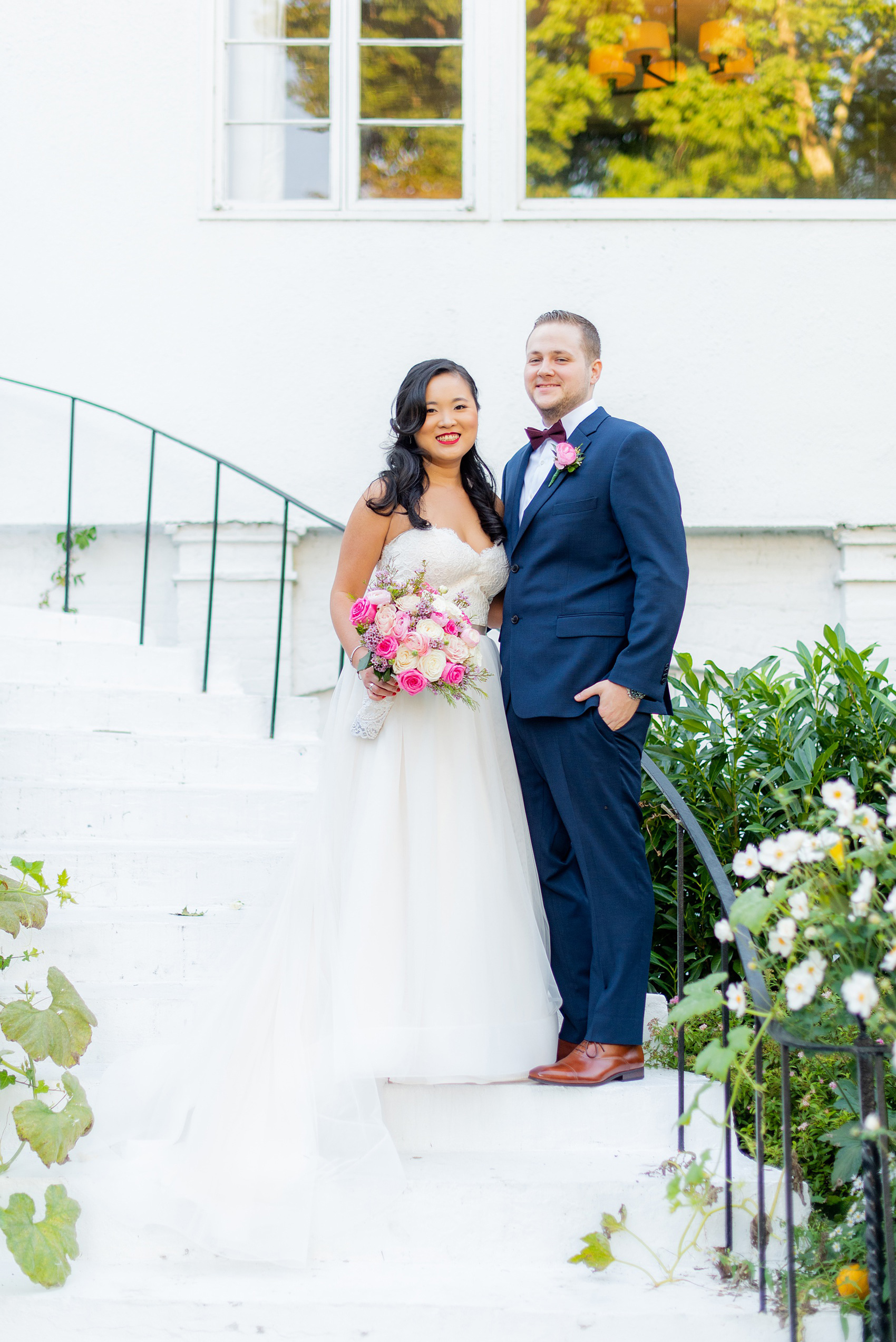 Fall wedding photos at Crabtree's Kittle House in Chappaqua, New York by Mikkel Paige Photography. This venue in Westchester county was the perfect place with a country vibe to capture the bride and groom photos. The bride had timeless style with her strapless lace and tulle dress and the groom wore a custom navy blue suit. Click through for more pictures and ideas from their day! #mikkelpaige #CrabtreesKittleHouse #WestchesterWeddingVenues #WestchesterWedding #SeptemberWedding #brideandgroom #NYwedding