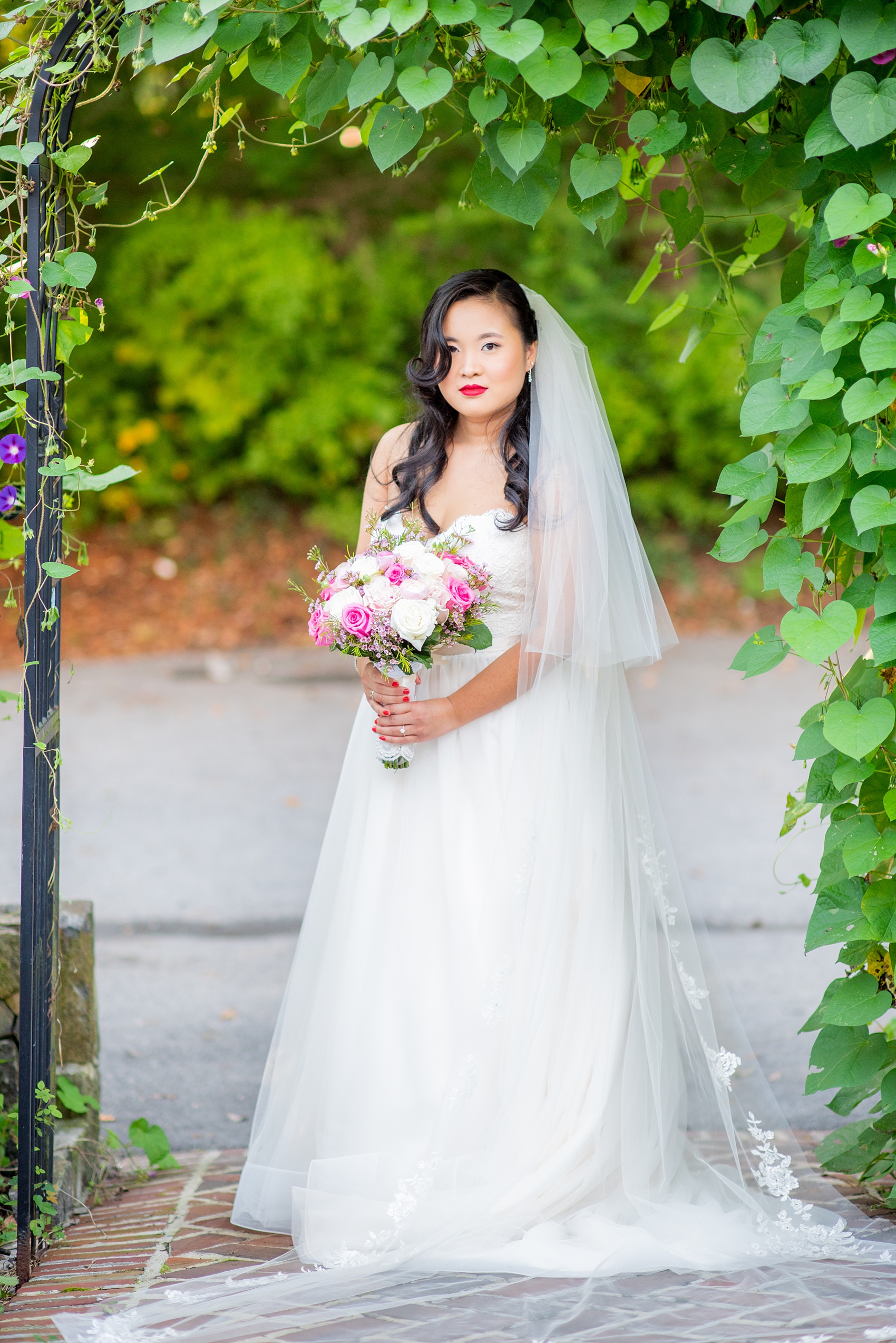 Fall wedding photos at Crabtree's Kittle House in Chappaqua, New York by Mikkel Paige Photography. This venue in Westchester county was the perfect place with a country vibe to capture the bride’s portraits. She had timeless style and wore a strapless lace & tulle dress and wore baby’s breath in her half-up do hair. Click through for more pictures & ideas from her day! #mikkelpaige #CrabtreesKittleHouse #WestchesterWeddingVenues #WestchesterWedding #SeptemberWedding #bride #NYwedding #AsianBride