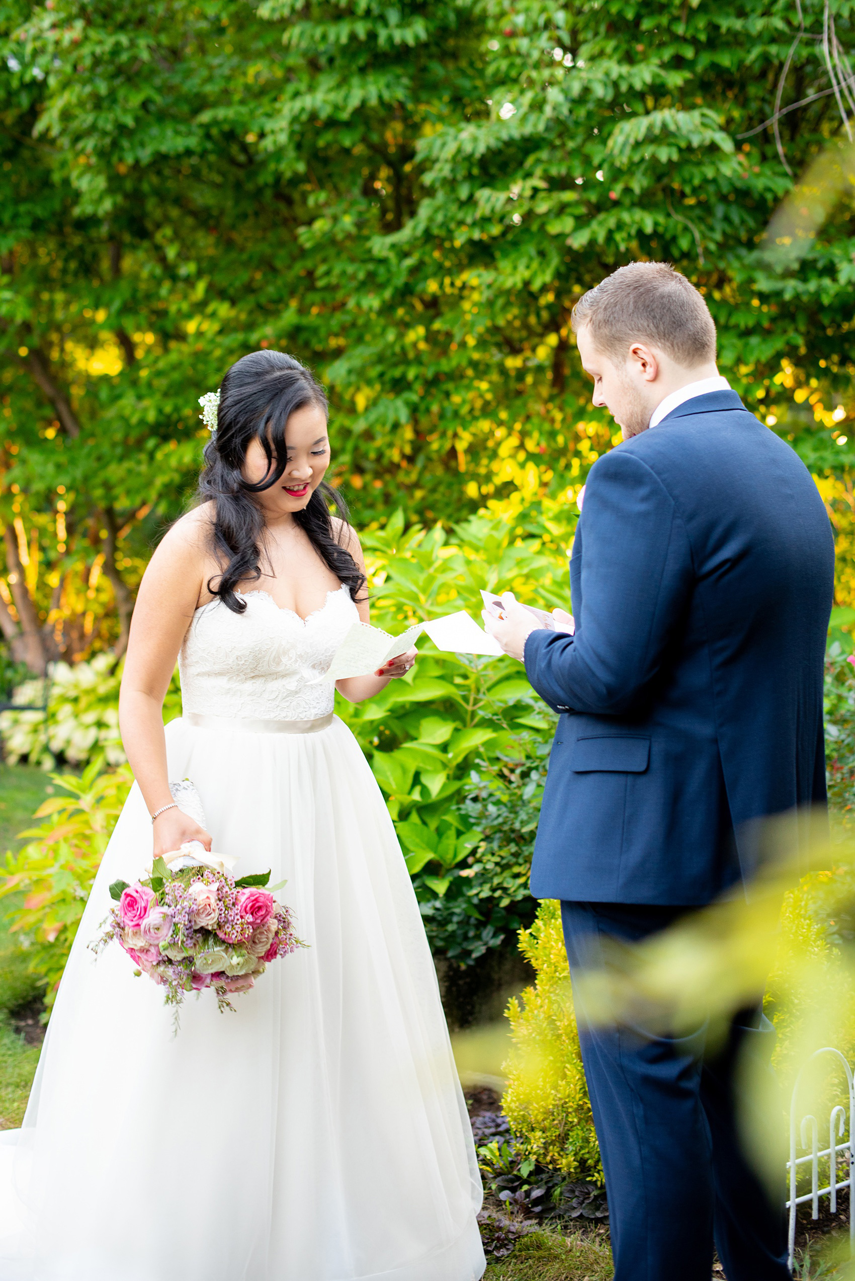 Fall wedding photos at Crabtree's Kittle House in Chappaqua, New York by Mikkel Paige Photography. This venue in Westchester county was the perfect place with a country vibe to capture the bride and groom photos. The bride had timeless style with her strapless lace and tulle dress and the groom wore a custom navy blue suit. Click through for more pictures and ideas from their day! #mikkelpaige #CrabtreesKittleHouse #WestchesterWeddingVenues #WestchesterWedding #SeptemberWedding #brideandgroom #NYwedding