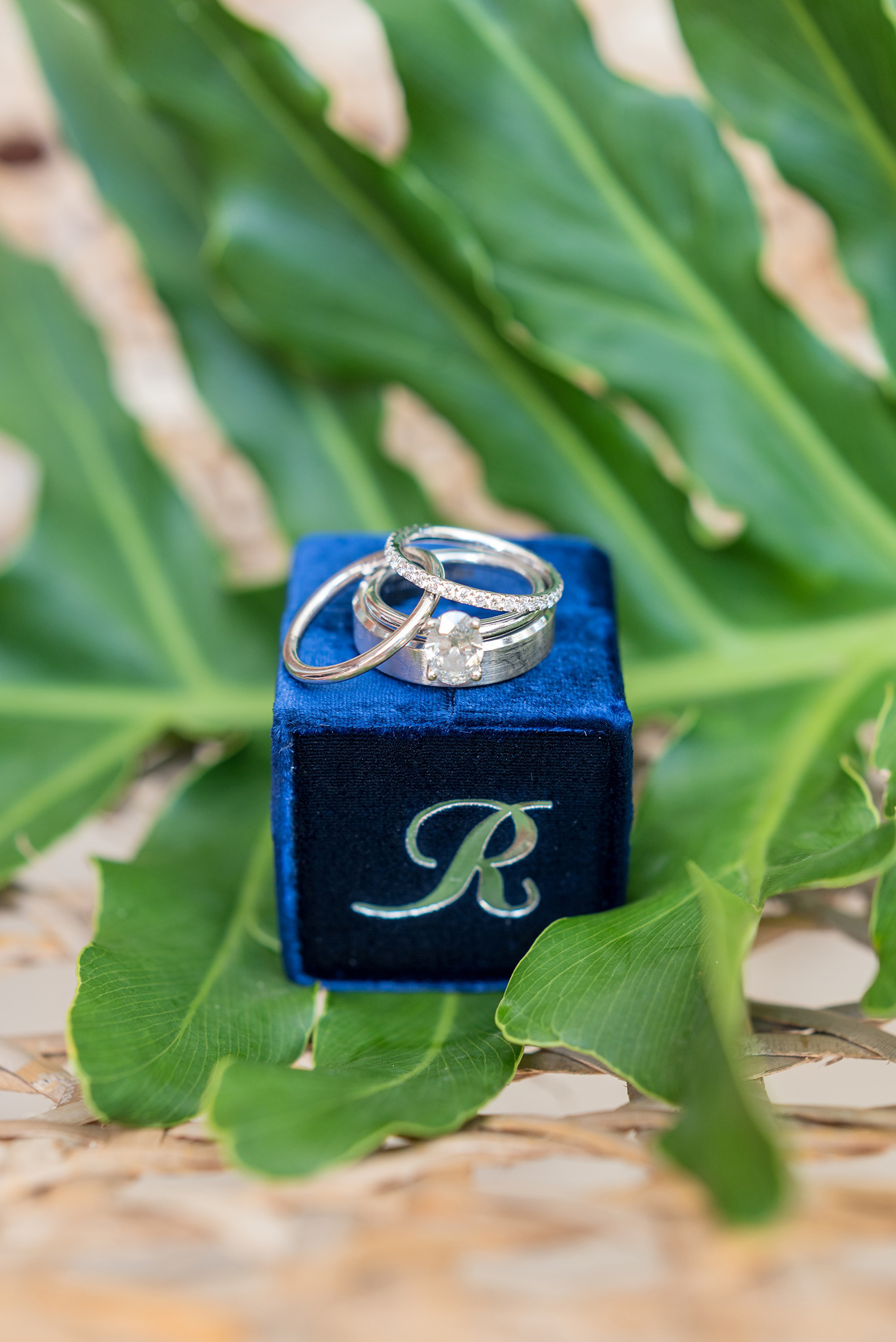 If you're planning a destination wedding Casa de Campo in the Dominican Republic is a great location. It’s in La Romana, an hour from Punta Cana, and is an all inclusive resort with Minitas beach and mountains view. It’s a beautiful venue, evidenced by these pictures by Mikkel Paige Photography. Click through for detail ideas like this velvet ring box + tropical leaf photo! Coordination by @theeventeur. #mikkelpaige #bluewedding #themrsbox #velvetringbox #ringphotos #weddingdetails