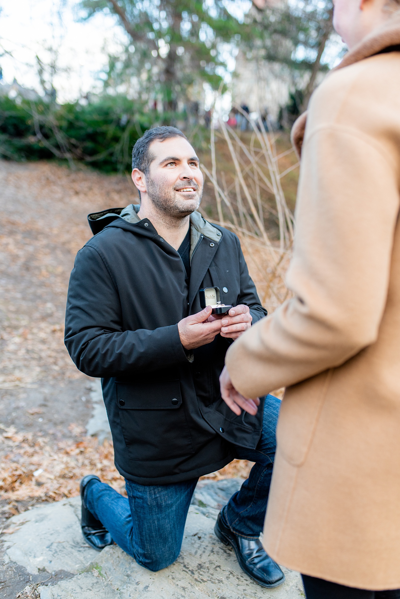 NYC proposal ideas in Central Park with photography by New York City marriage proposal photographer, Mikkel Paige Photography. Of all the cities in the world so many people dream of getting engaged in iconic, beautiful NY. Manhattan is wonderful whether winter, spring, summer, or fall and we're seasoned pros at capturing your moment. Christmas time is magic, Valentine's Day romantic and everyday between can be made memorable! Click through for more grand ideas! #MikkelPaige #NYCproposal #marryme