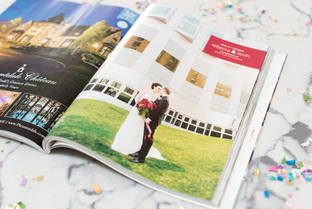 W Hoboken wedding photos by Mikkel Paige Photography featured in The Knot New Jersey winter/spring edition. Flowers by Sachi Rose Designs. #mikkelpaige #whoboken #newjerseyweddingvenues #hobokenweddingphotographer #nycweddingphotographer