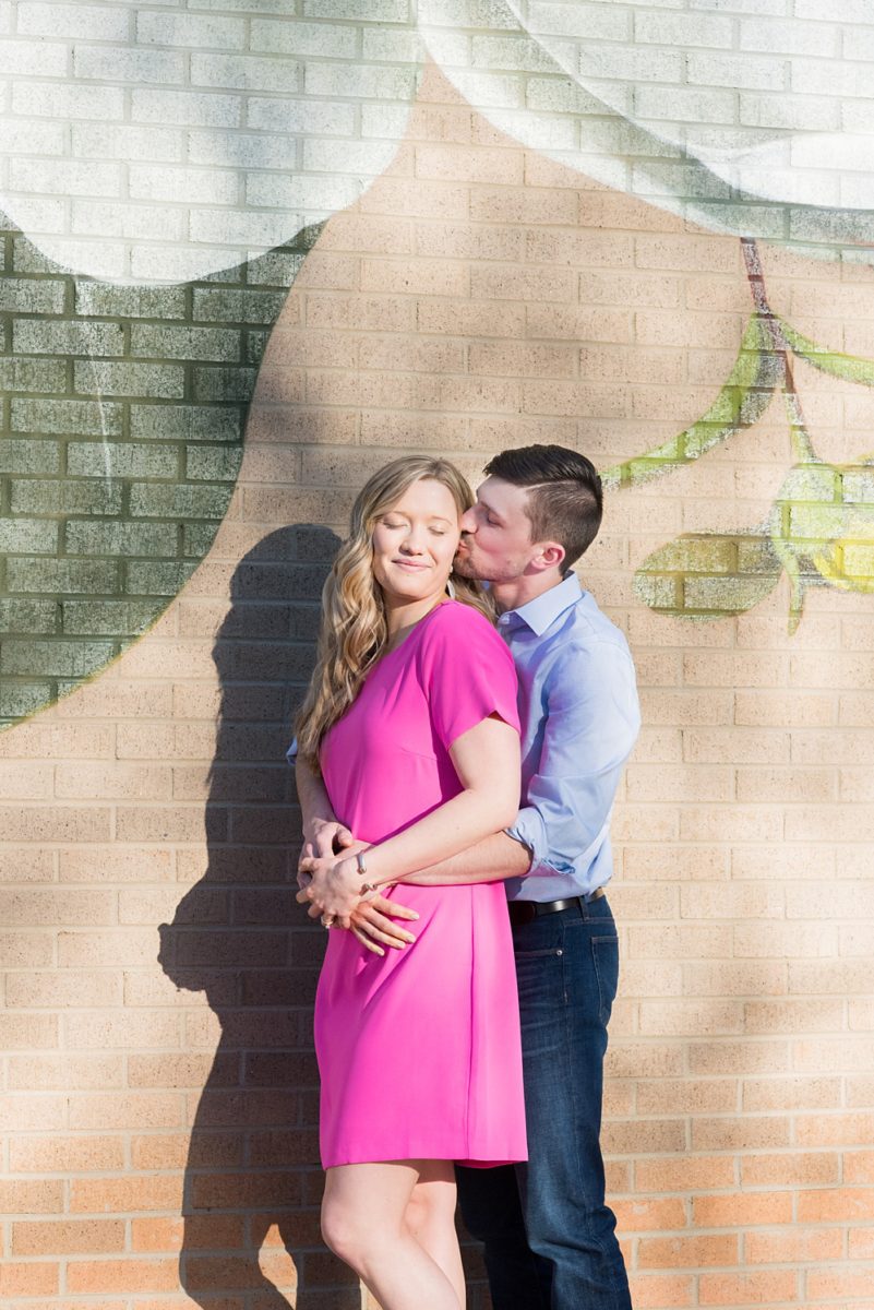 Beautiful pictures of an engagement session at the North Carolina Museum of Art, NCMA by Raleigh North Carolina wedding photographer, Mikkel Paige Photography. They brought their Golden Doodle dog for extra fun and we captured the Cherry Blossoms during a spring photoshoot. | Raleigh Engagement Photographer | #mikkelpaige #RaleighEngagementPhotographer #RaleighEngagementPhotographs