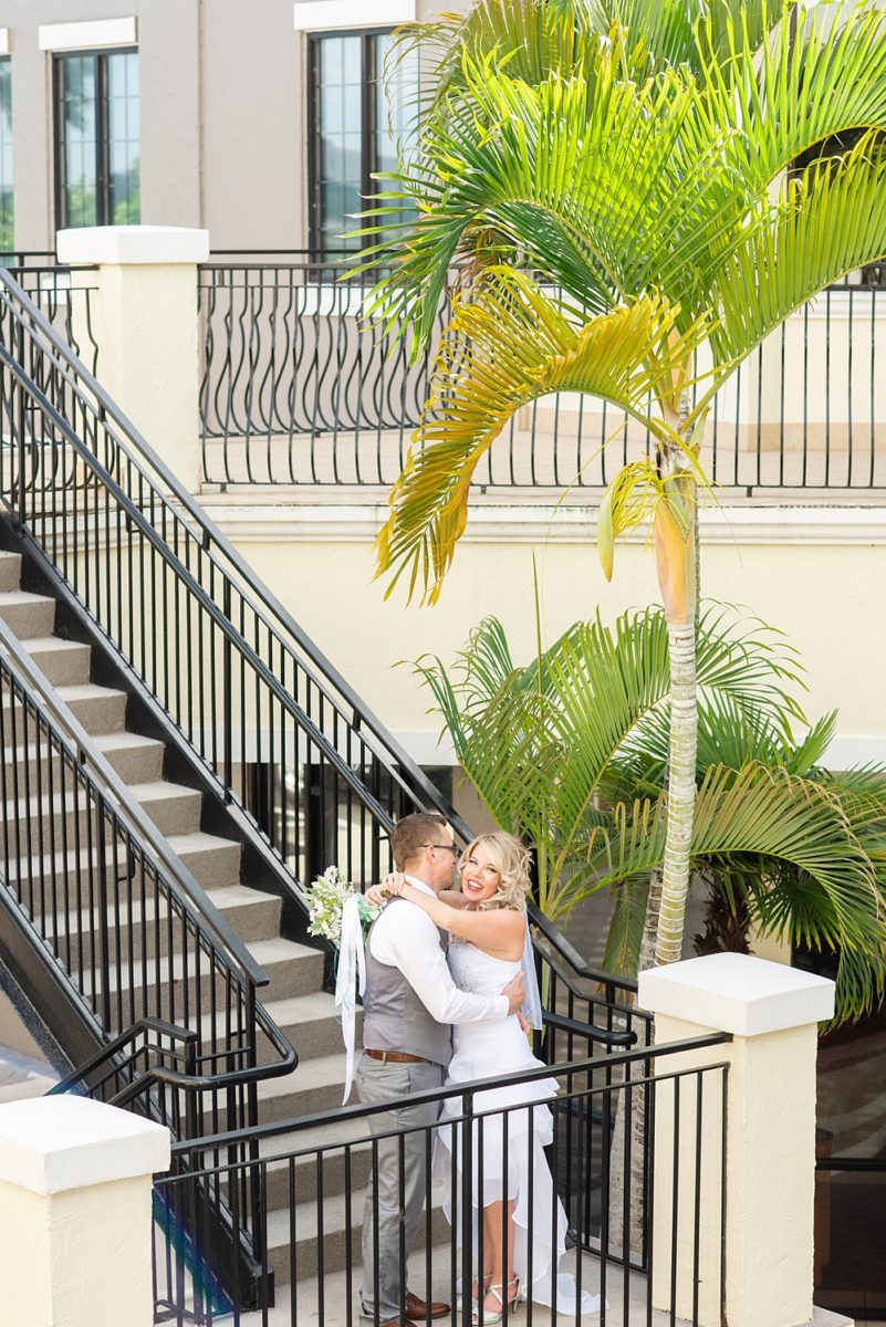 Hub 925 wedding photos at an alternative Orlando wedding venue by Mikkel Paige Photography. The bride and groom posed for photos after their first look at their April celebration near Universal theme park. #mikkelpaige #hub925 #orlandoweddingphotographer #orlandoweddingphotos #floridaweddingphotographer #centralfloridawedding #orlandoweddingvenue #brideandgroom