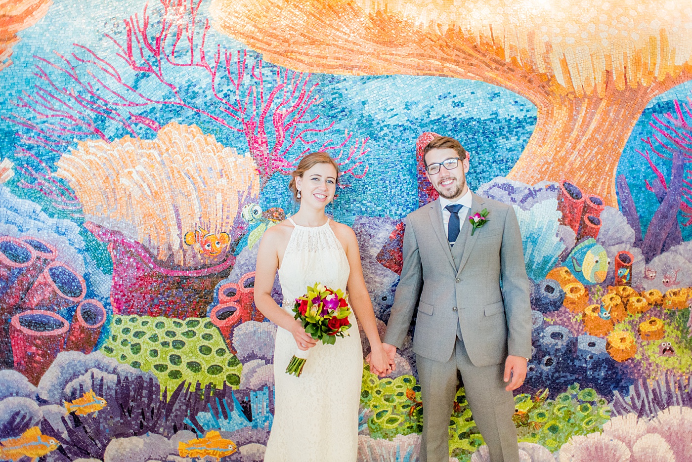 Disney Cruise Line wedding photos at Castaway Cay and inside the Dream by Mikkel Paige Photography. #mikkelpaige #disneybrides #disneycouple #disneycruiselinewedding #disneycruiseline #DCLwedding #findingnemo