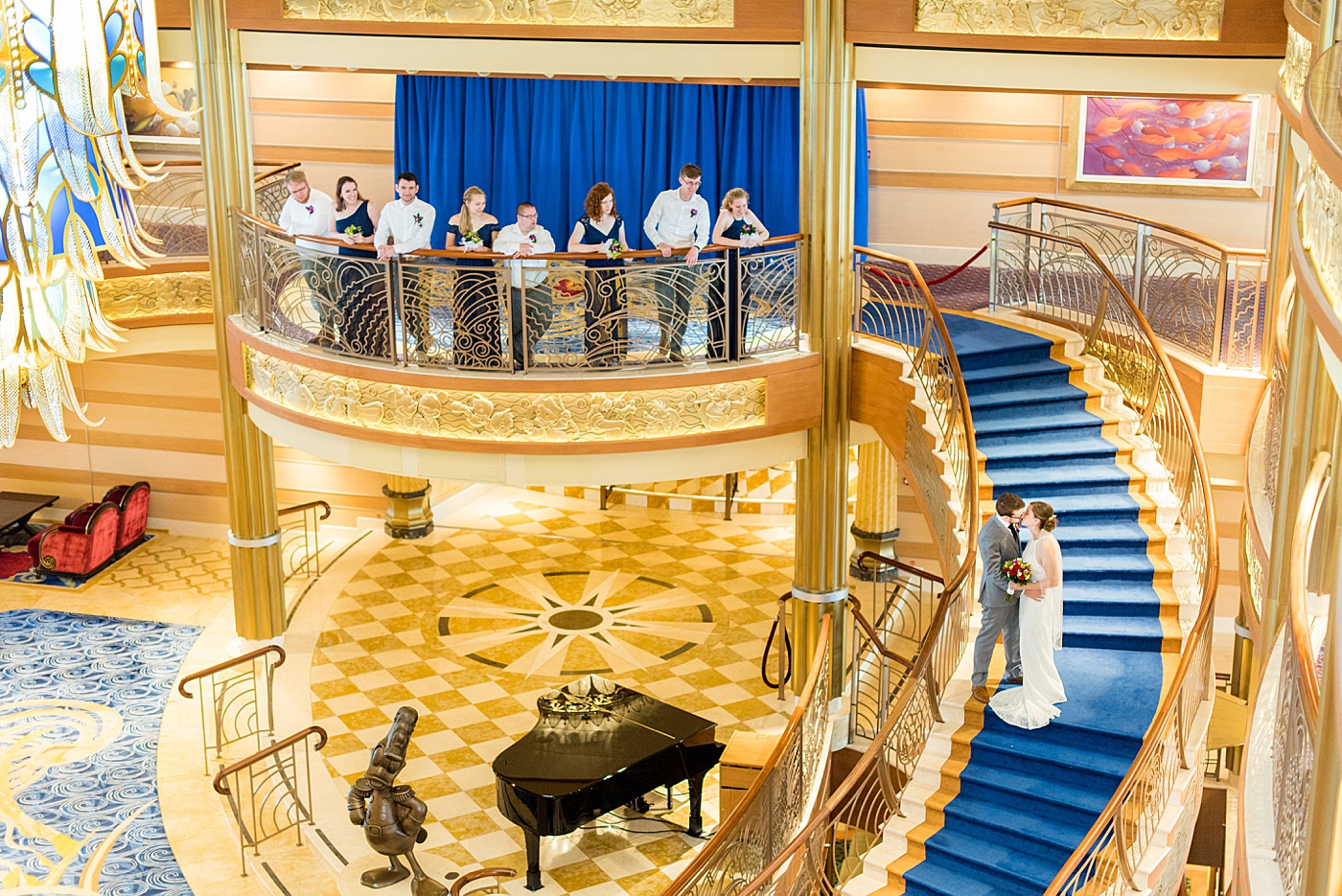 Disney Cruise Line wedding photos at Castaway Cay and inside the Dream by Mikkel Paige Photography. #mikkelpaige #disneybrides #disneycouple #disneycruiselinewedding #disneycruiseline #DCLwedding #weddingparty