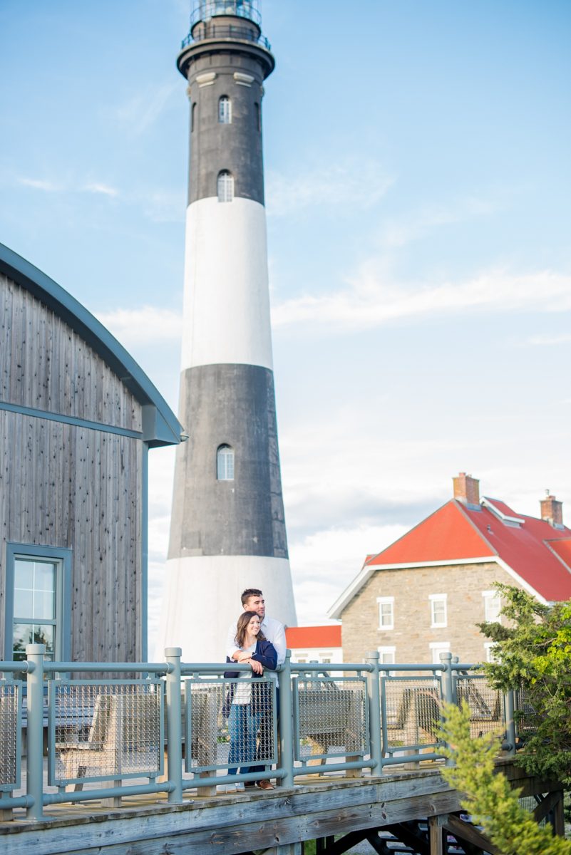 Beautiful Long Island engagement photos on the beach with a lighthouse. Mikkel Paige Photography captured the couple at Robert Moses state park in New York, just 40 minutes from NYC. #mikkelpaige #LongIslandEngagement #LongIslandBeachEngagement #Beachweddingphotos #LongIslandphotographer #LongIslandWeddingPhotographer