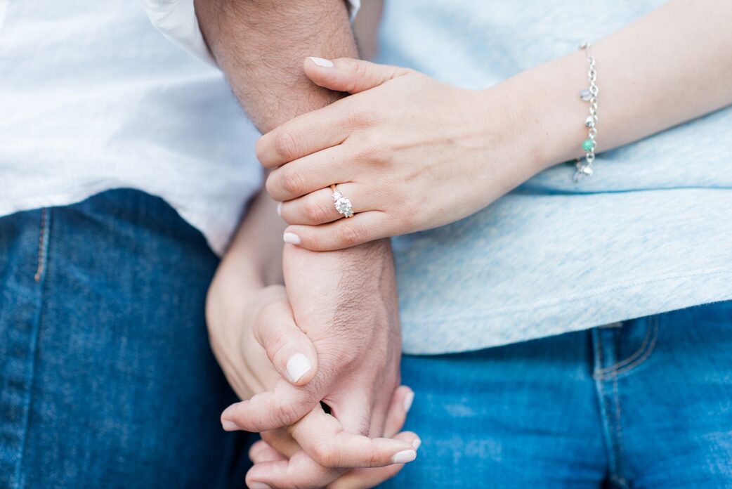 Beautiful Long Island engagement photos on the beach with a lighthouse. Mikkel Paige Photography captured the couple at Robert Moses state park in New York, just 40 minutes from NYC. #mikkelpaige #LongIslandEngagement #LongIslandBeachEngagement #Beachweddingphotos #LongIslandphotographer #LongIslandWeddingPhotographer #engagementring #threediamondengagementring