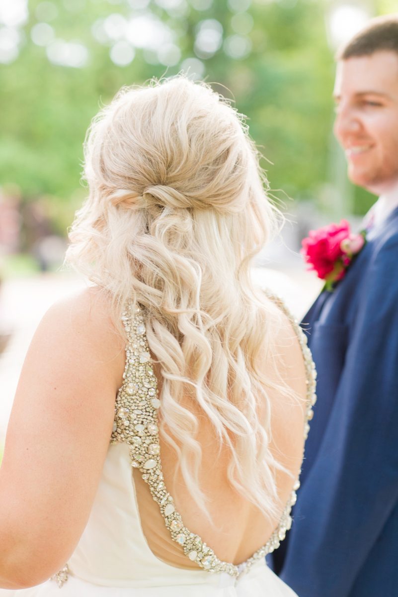 Beautiful spring wedding in downtown Raleigh, North Carolina, at the event venue The Stockroom at 230 and The Glass Box. Their photographer, Mikkel Paige Photography, captured inspiring bride and groom portraits at the capital building with a hot pink peony bouquet by The English Garden. #MikkelPaige #DowntownRaleigh #RaleighWedding #RaleighVenue #TheStockroomat230 #hayleypaige #bridestyle