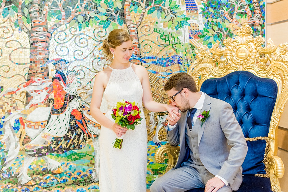 Disney Cruise Line destination wedding photos on Castaway Cay and the Disney Dream ship by Mikkel Paige Photography. This fairy tale wedding make the bride and groom's dream come true to get married in a fun location, spotlighting their love for the brand. #mikkelpaige #disneywedding #disneyfairytalewedding #disneycruiseline #disneycruiselinewedding #disneydream #cruisewedding #velvetringbox