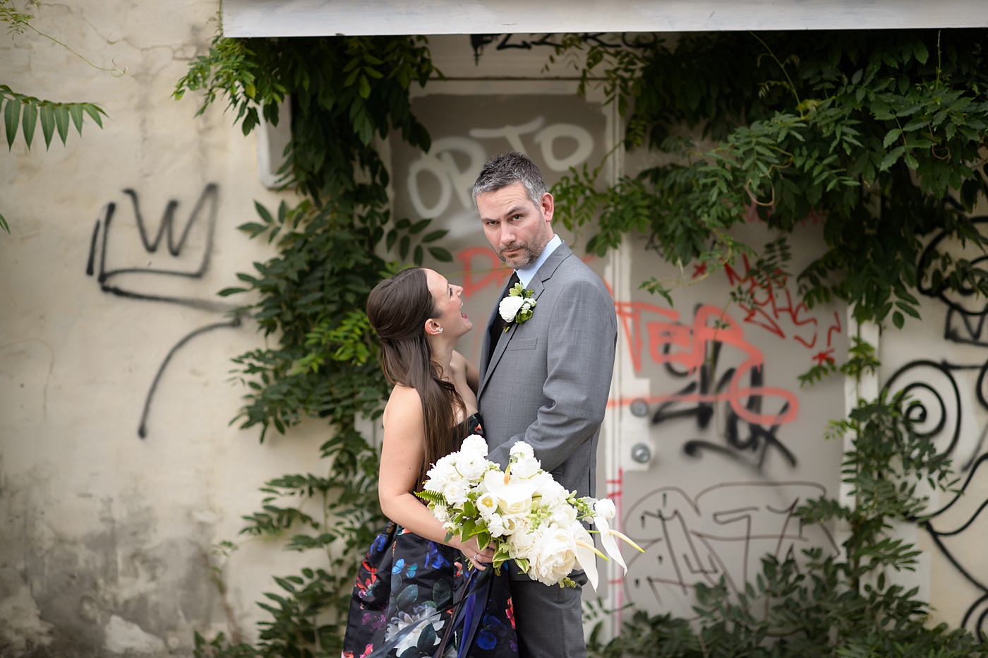 Raleigh, North Carolina Wedding Photographer, Mikkel Paige's elopement, photographed by Brian Mullins Photography. Flowers by @meristemfloral. Black floral gown from Parker. Beauty by Wink Hair and Makeup. Ring by Susie Saltzman.