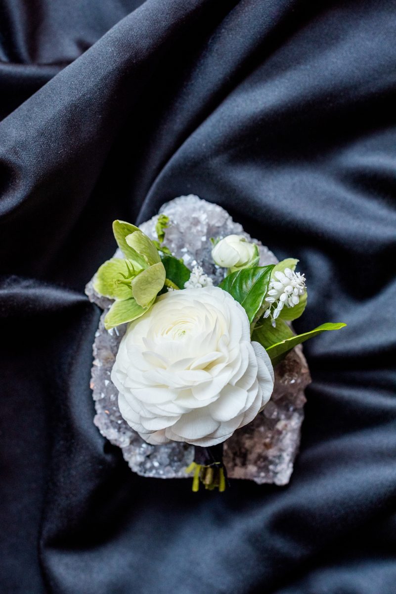 Mikkel Paige Photography's wedding photos - an elopement in downtown Raleigh, North Carolina - with a white bouquet by @meristemfloral, beauty by Wink Hair and Makeup and detail photos by Mikkel Paige Photography.