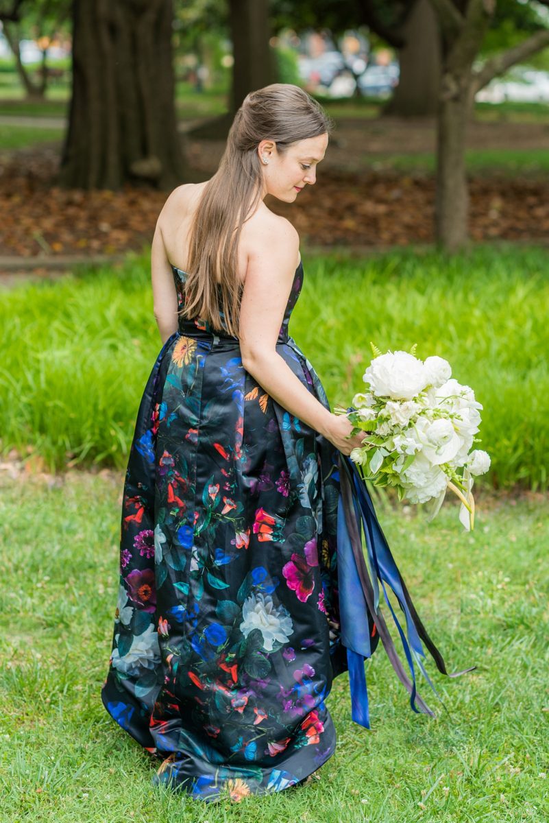 Mikkel Paige Photography's wedding photos - an elopement in downtown Raleigh, North Carolina - with a white bouquet by @meristemfloral, beauty by Wink Hair and Makeup and detail photos by Mikkel Paige Photography.