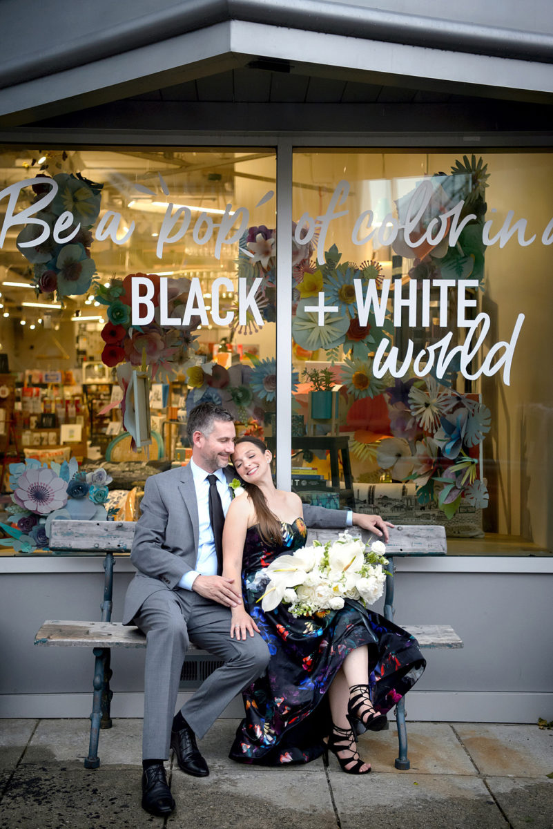 Mikkel Paige Photography's wedding photos - an elopement in downtown Raleigh, North Carolina - with a white bouquet by @meristemfloral, beauty by Wink Hair and Makeup and photos by Brian Mullins Photography. 