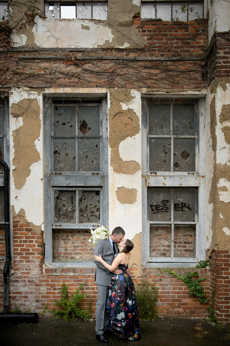 Mikkel Paige Photography's wedding photos - an elopement in downtown Raleigh, North Carolina - with a white bouquet by @meristemfloral, beauty by Wink Hair and Makeup and photos by Brian Mullins Photography.