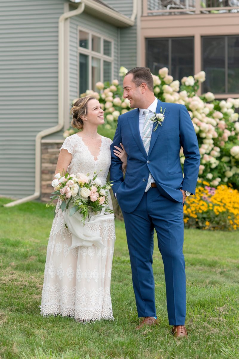 Saratoga Springs waterfront wedding photos by Mikkel Paige Photography. The bride and groom created a venue from a rental property and had an "at home" style celebration at a lakehouse. #SaratogaSprings #lakefrontwedding #lakewedding #mikkelpaige