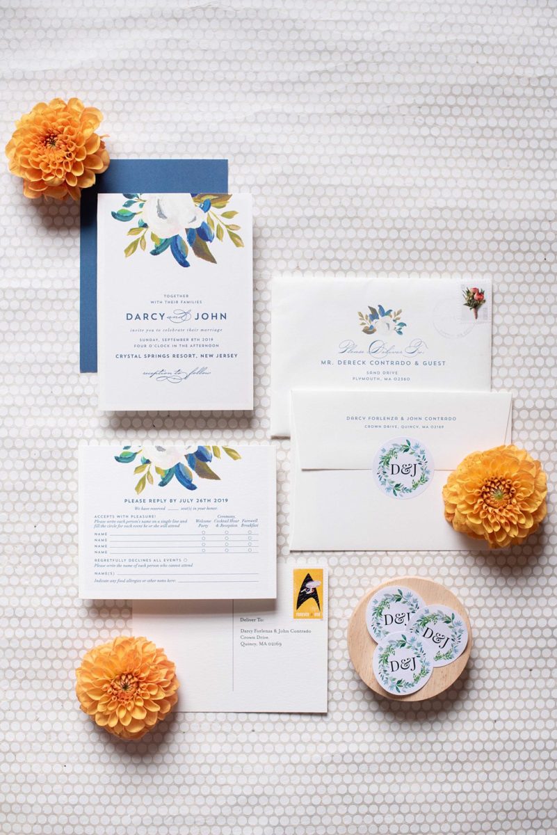 New Jersey wedding venue, Crystal Springs Resort, in Hamburg with an outdoor ceremony option and indoor reception. This detail photo of stationery is by Mikkel Paige Photography. #mikkelpaige #CrystalSprings #NJweddingvenues #NewJerseyWedding #NJweddingphotographer #weddingstationery #detailshots #detailphotos 