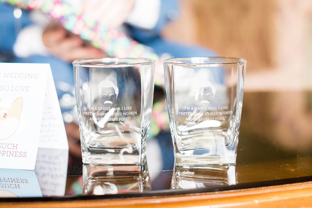 Photos at New Jersey wedding venue, Crystal Springs Resort, in Hamburg with an outdoor ceremony option and indoor reception, by Mikkel Paige Photography. The bride gifted a whiskey set and custom engraved glasses to her groom. #mikkelpaige #CrystalSprings #NJweddingvenues #NewJerseyWedding #NJweddingphotographer #weddinggift #groomgift