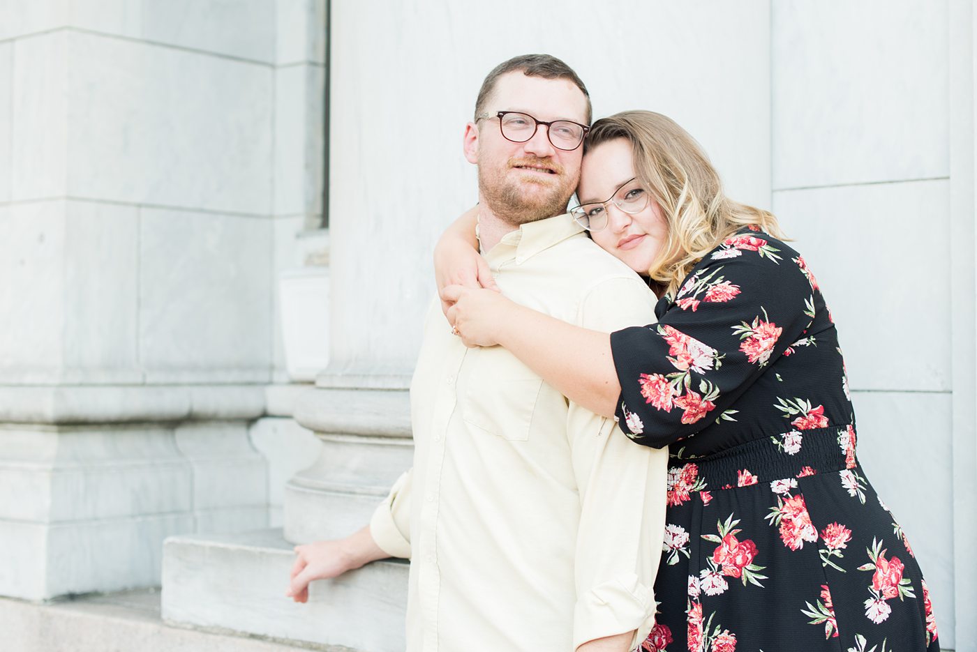 Durham North Carolina wedding photographer, Mikkel Paige Photography, captures engagement-like photos for a couple in the downtown area of this NC city for a two year anniversary couples session with Nikki and her husband, Jason, of Fancy This Photography. #mikkelpaige #DurhamEngagementPhotos #durhamphotographysession #DowntownDurham #DurhamWeddingPhotographer