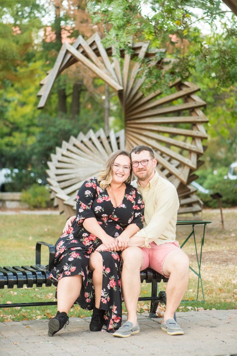 Durham North Carolina wedding photographer, Mikkel Paige Photography, captures engagement-like photos for a couple in the downtown area of this NC city for a two year anniversary couples session with Nikki and her husband, Jason, of Fancy This Photography. #mikkelpaige #DurhamEngagementPhotos #durhamphotographysession #DowntownDurham #DurhamWeddingPhotographer