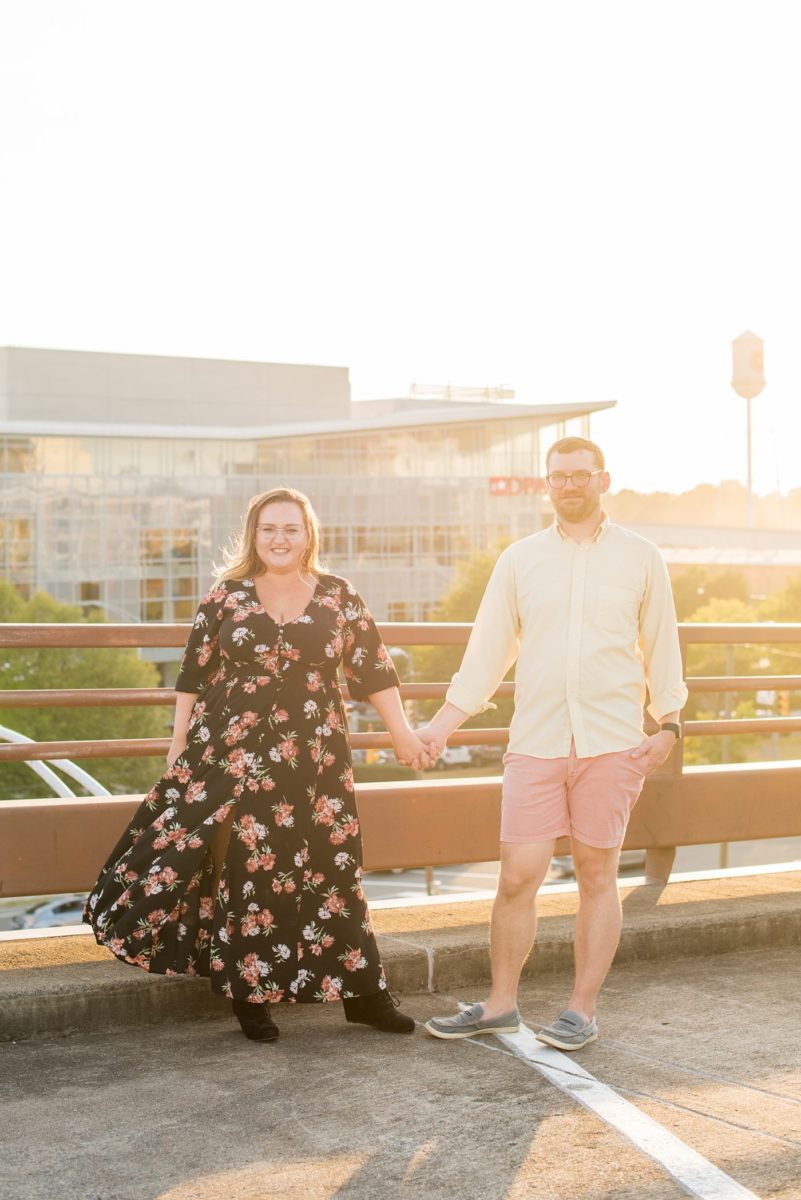 Durham North Carolina wedding photographer, Mikkel Paige Photography, captures engagement-like photos for a couple in the downtown area of this NC city for a two year anniversary couples session with Nikki and her husband, Jason, of Fancy This Photography. #mikkelpaige #DurhamEngagementPhotos #durhamphotographysession #DowntownDurham #DurhamWeddingPhotographer