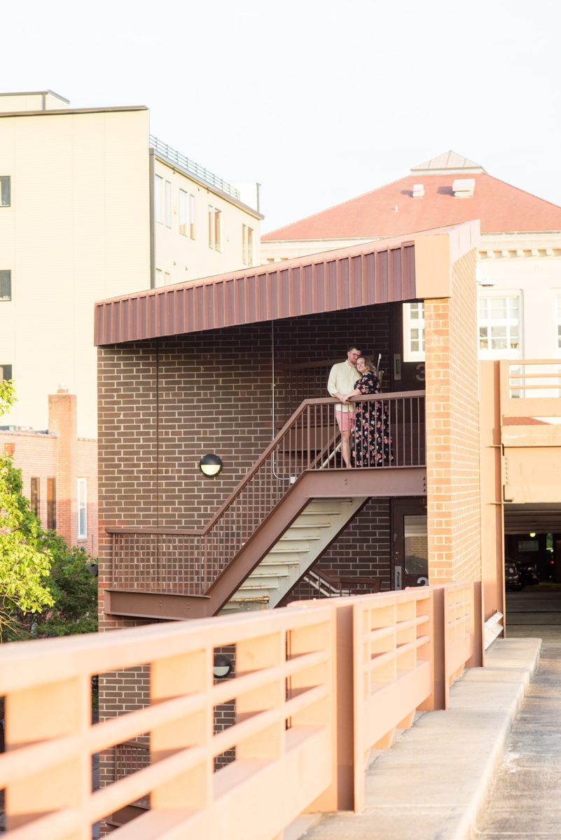 Durham North Carolina wedding photographer, Mikkel Paige Photography, captures engagement-like photos for a couple in the downtown area of this NC city for a two year anniversary couples session with Nikki and her husband, Jason, of Fancy This Photography. #mikkelpaige #DurhamEngagementPhotos #durhamphotographysession #DowntownDurham #DurhamWeddingPhotographer