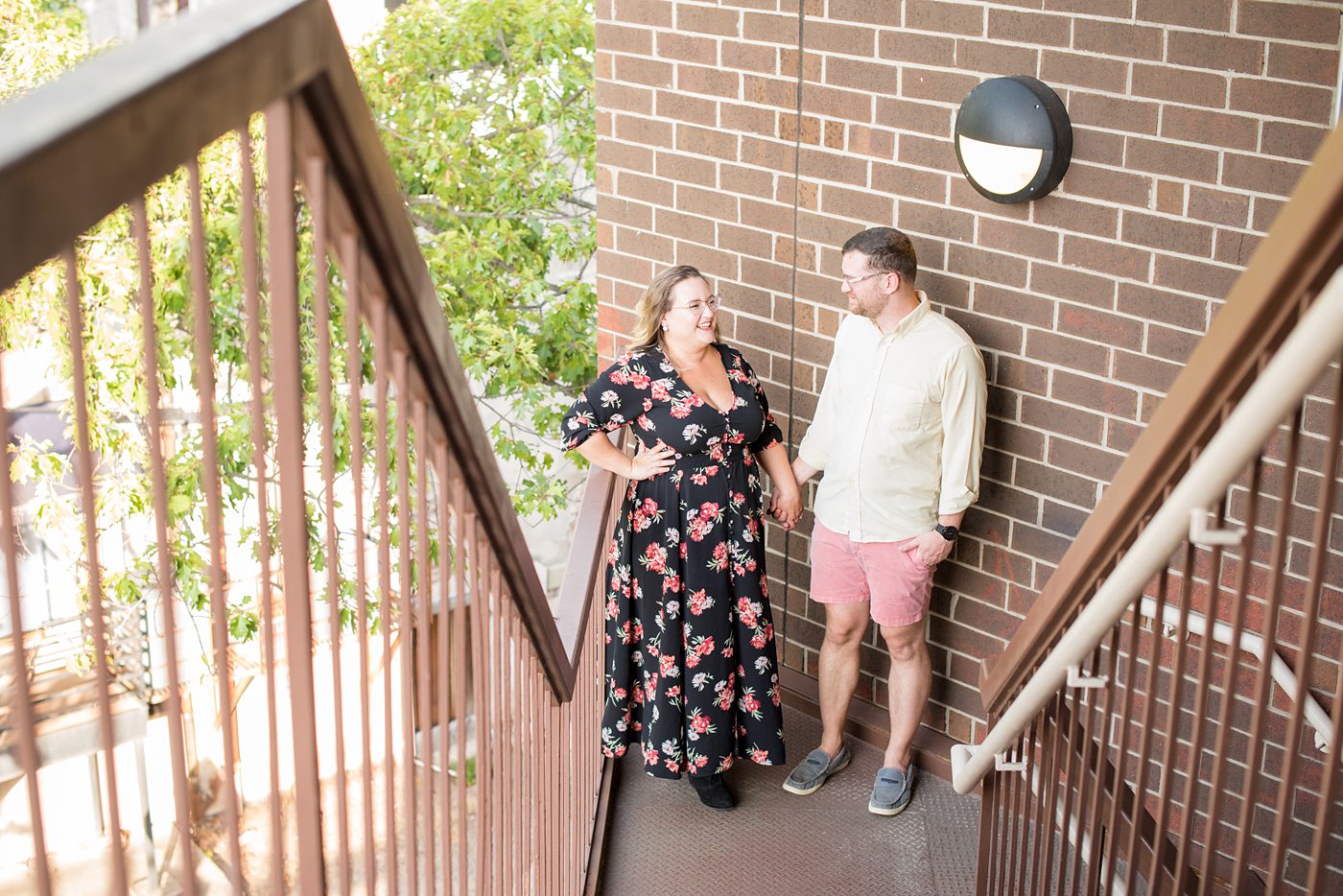 Durham North Carolina wedding photographer, Mikkel Paige Photography, captures engagement-like photos for a couple in the downtown area of this NC city for a two year anniversary couples session with Nikki and her husband, Jason, of Fancy This Photography. #mikkelpaige #DurhamEngagementPhotos #durhamphotographysession #DowntownDurham #DurhamWeddingPhotographer