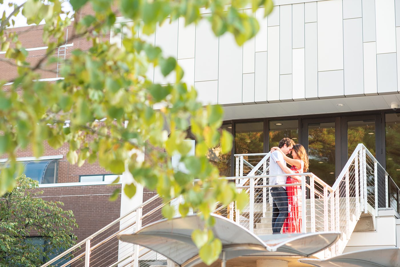 Durham North Carolina wedding photographer, Mikkel Paige Photography, captures engagement photos for a couple in the downtown area of the NC city. #mikkelpaige #DurhamEngagementPhotos #DowntownDurham #DurhamWeddingPhotographer