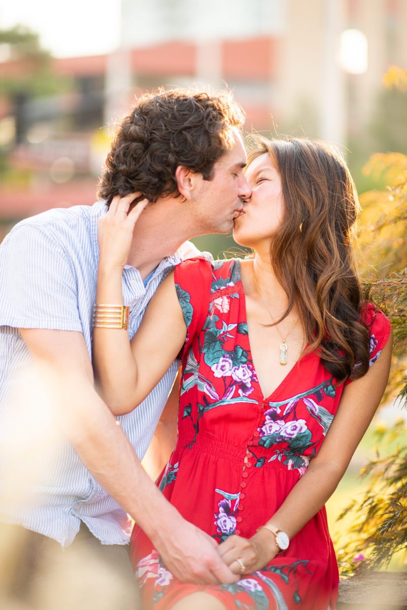 Durham North Carolina wedding photographer, Mikkel Paige Photography, captures engagement photos for a couple in the downtown area of the NC city. #mikkelpaige #DurhamEngagementPhotos #DowntownDurham #DurhamWeddingPhotographer