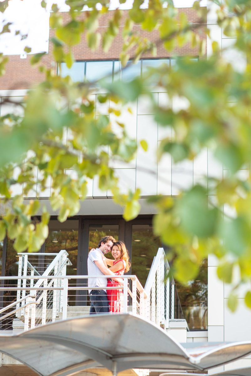 Durham North Carolina wedding photographer, Mikkel Paige Photography, captures engagement photos for a couple in the downtown area of the NC city. #mikkelpaige #DurhamEngagementPhotos #DowntownDurham #DurhamWeddingPhotographer