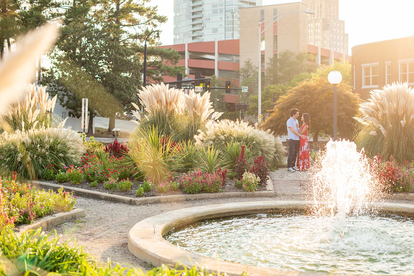 Durham North Carolina wedding photographer, Mikkel Paige Photography, captures engagement photos for a couple in the downtown area of the NC city. #mikkelpaige #DurhamEngagementPhotos #DowntownDurham #DurhamWeddingPhotographer