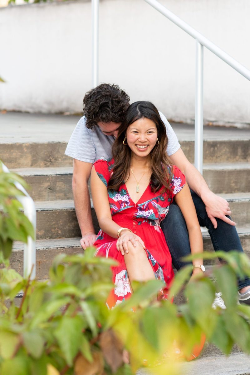 Durham North Carolina wedding photographer, Mikkel Paige Photography, captures engagement photos for a couple in the downtown area of the NC city. #mikkelpaige #DurhamEngagementPhotos #DowntownDurham #DurhamWeddingPhotographer