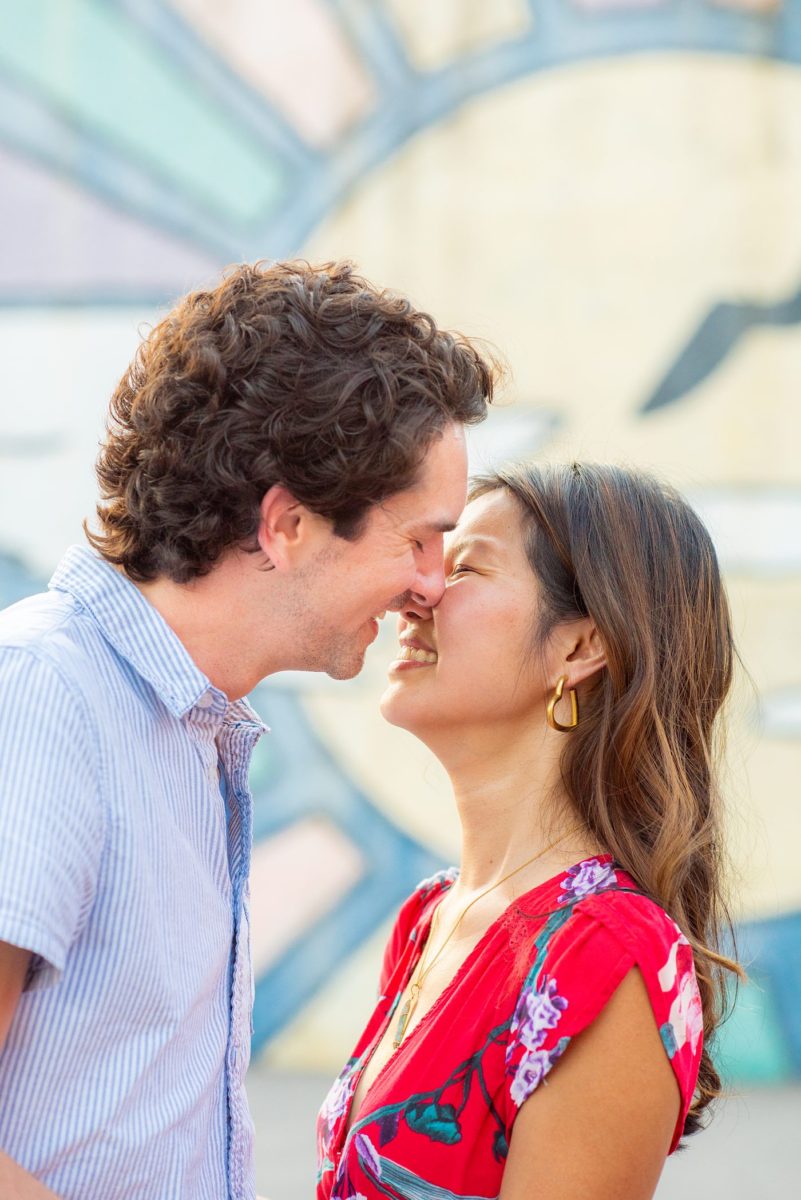 Durham North Carolina wedding photographer, Mikkel Paige Photography, captures engagement photos for a couple in the downtown area of the NC city. #mikkelpaige #DurhamEngagementPhotos #DowntownDurham #DurhamWeddingPhotographer