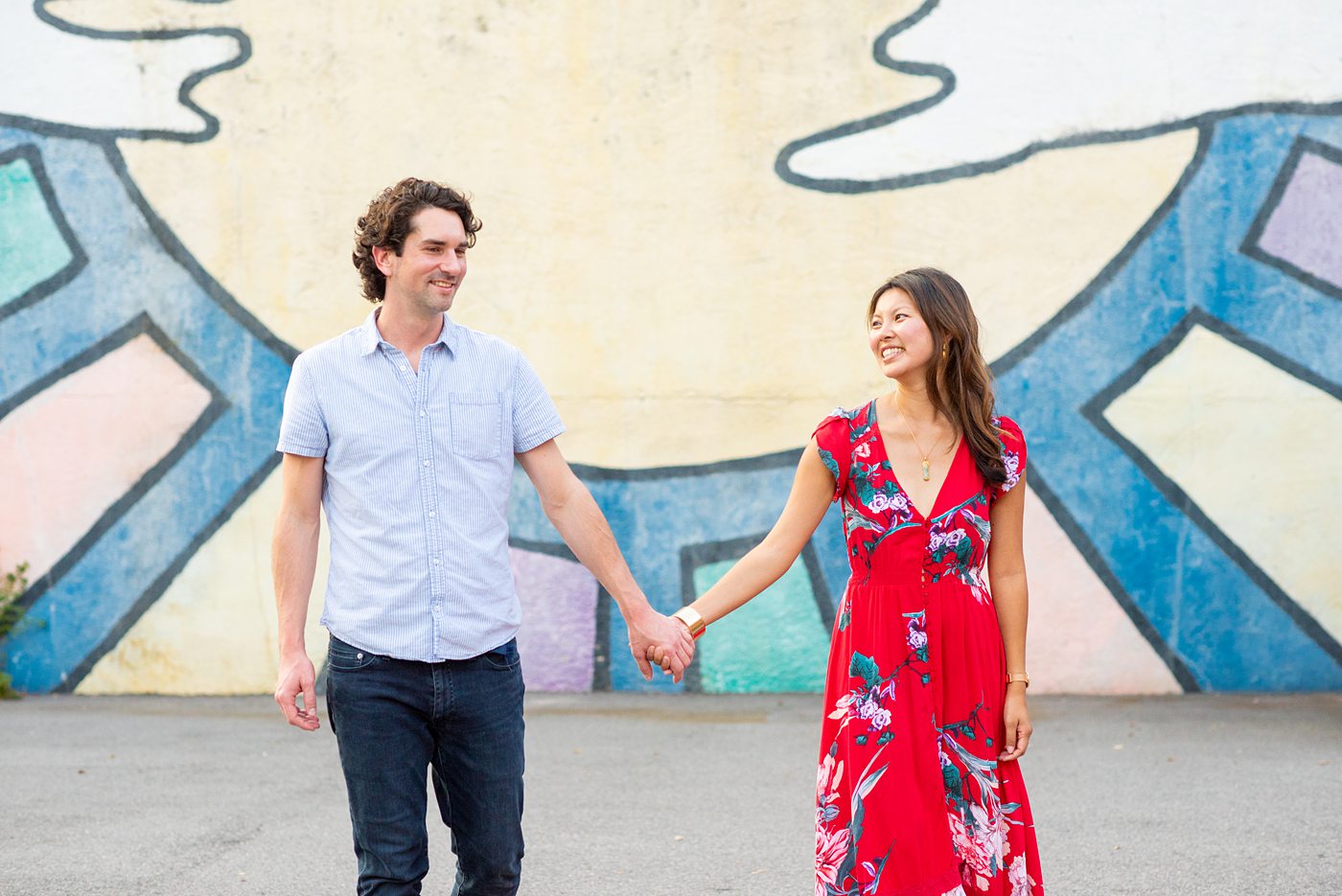 Durham North Carolina wedding photographer, Mikkel Paige Photography, captures engagement photos for a couple in the downtown area of the NC city. #mikkelpaige #DurhamEngagementPhotos #DowntownDurham #DurhamWeddingPhotographer