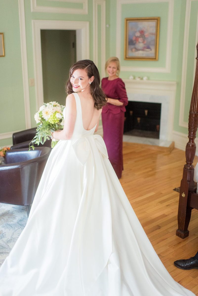 Fall wedding in upstate New York, just outside NYC, in Chappaqua, Westchester County. The wedding at Crabtree's Kittle House had an outdoor ceremony then reception indoors. It was filled with pumpkins, autumn leaves, orange, white, and peach colors. The bride got ready with her mother and bridesmaids at the estate house. Photos taken by Mikkel Paige Photography. #mikkelpaige #fallwedding #newyorkweddingvenues #outdoorceremony #autumnwedding #gettingready #bridestyle #bridesmaids