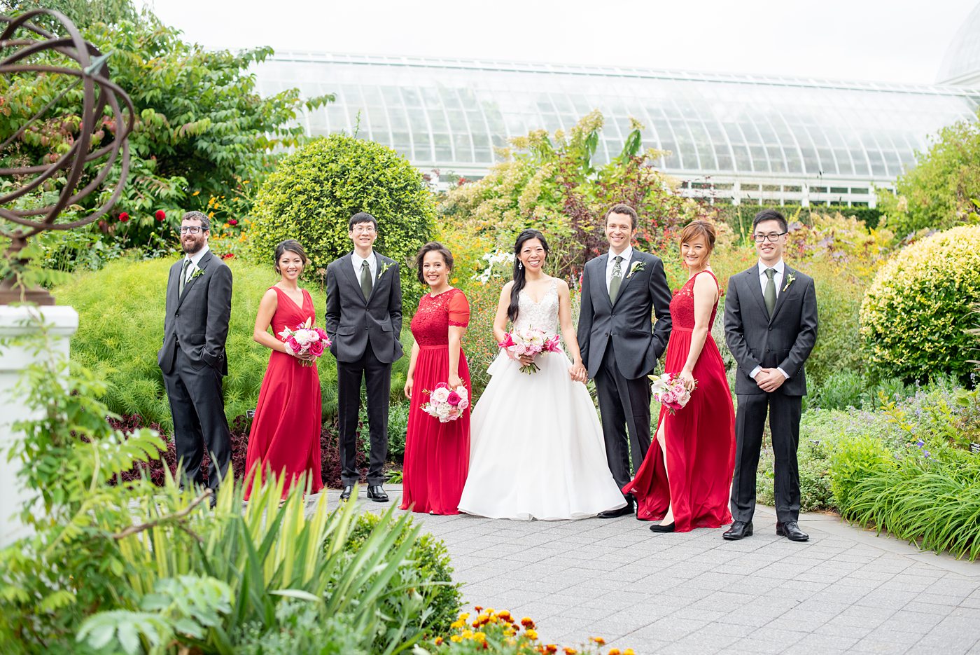 NYC wedding photos just outside Manhattan at New York Botanical Garden in the Bronx. This beautiful venue is great for an outdoor ceremony and indoor reception. Pictures by Mikkel Paige Photography. #NYCweddingvenue #NYCwedding #BronxBotanicalGarden #NYBotanicalGarden #mikkelpaige