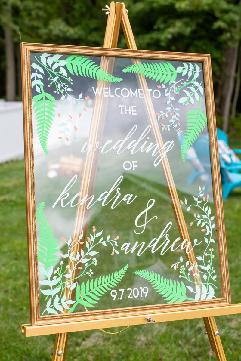 Saratoga Springs destination wedding photos in upstate New York by Mikkel Paige Photography, NY wedding photographer. The bride and groom had custom signage with their dogs on the bar and dessert signs and a welcome wedding sign. #mikkelpaige #saratogaspringswedding #destinationwedding #customsignage #barsign