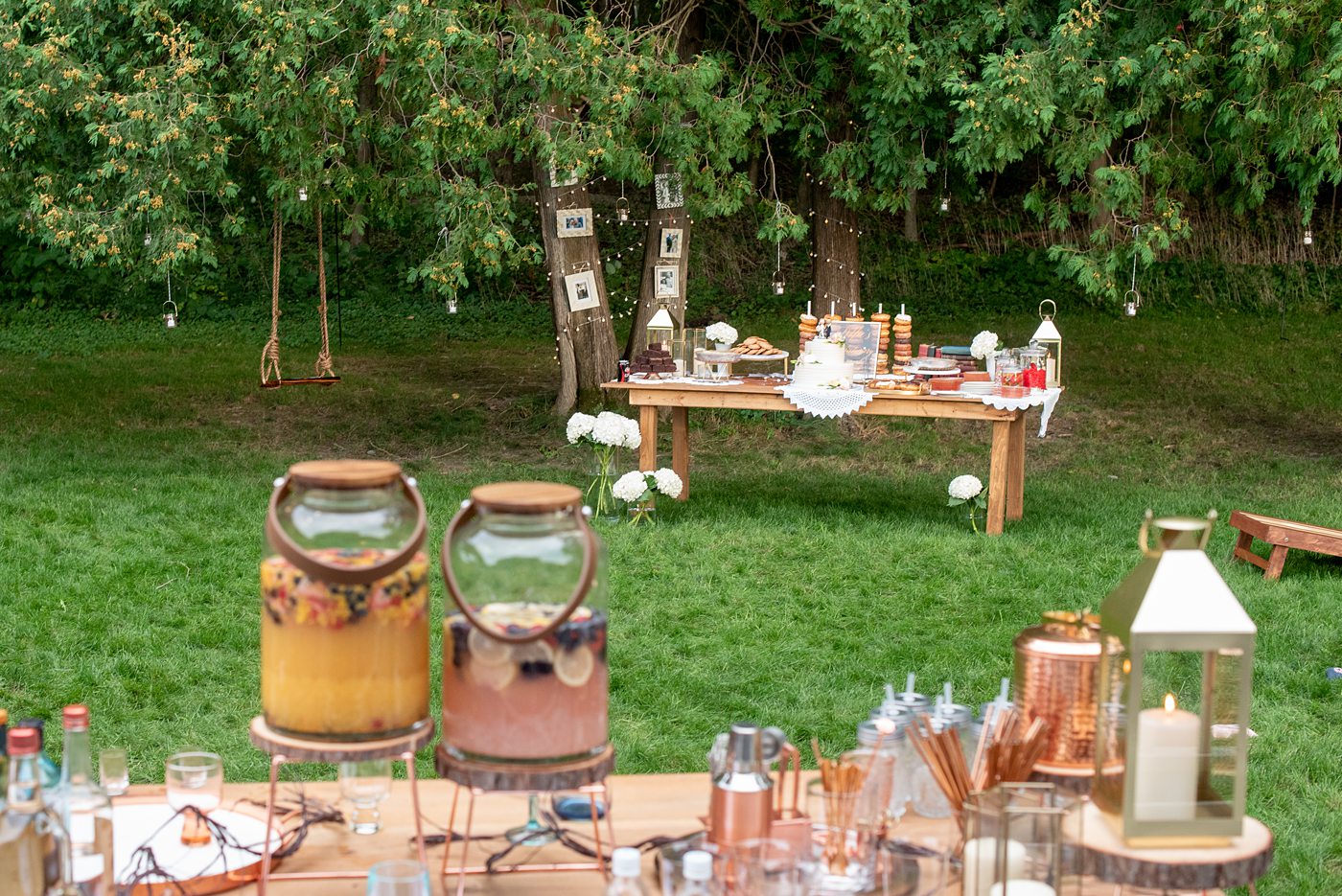 Saratoga Springs destination wedding photos in upstate New York by Mikkel Paige Photography, NY wedding photographer. The bride and groom had a dessert table with custom signage, donuts, pies and candy. #mikkelpaige #saratogaspringswedding #destinationwedding #desserttable