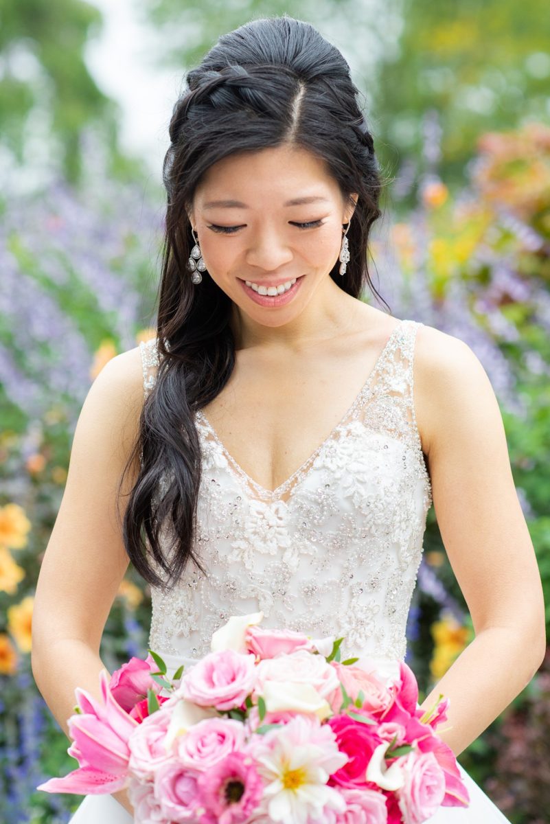 New York Botanical Garden wedding photos by Mikkel Paige Photography. After the couple's engagement photoshoot in Manhattan I was so excited for their fall wedding near the Conservatory at the Terrace Room, at this NYC venue. The bride wore a beaded ballgown dress with half up hair do. #bridestyle #mikkelpaige #nybg #newyorkbotanicalgardenwedding #asianbride #NYBotanicalGarden #Bronxwedding