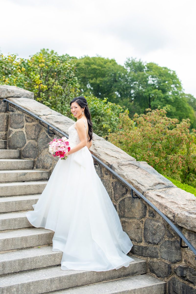 New York Botanical Garden wedding photos by Mikkel Paige Photography. After the couple's engagement photoshoot in Manhattan I was so excited for their fall wedding near the Conservatory at the Terrace Room, at this NYC venue. The bride wore a beaded ballgown dress with half up hair do. #bridestyle #mikkelpaige #nybg #newyorkbotanicalgardenwedding #asianbride #NYBotanicalGarden #Bronxwedding