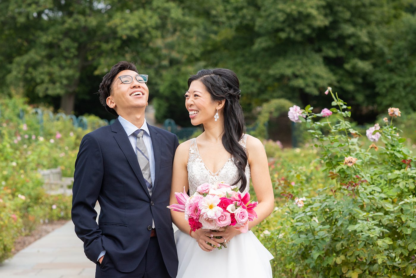 New York Botanical Garden wedding photos by Mikkel Paige Photography. After the couple's engagement photoshoot in Manhattan I was so excited for their fall wedding near the Conservatory at the Terrace Room, at this NYC venue. #mikkelpaige #nybg #newyorkbotanicalgardenwedding #asianbride #NYBotanicalGarden #Bronxwedding #newyorkcityweddingvenues
