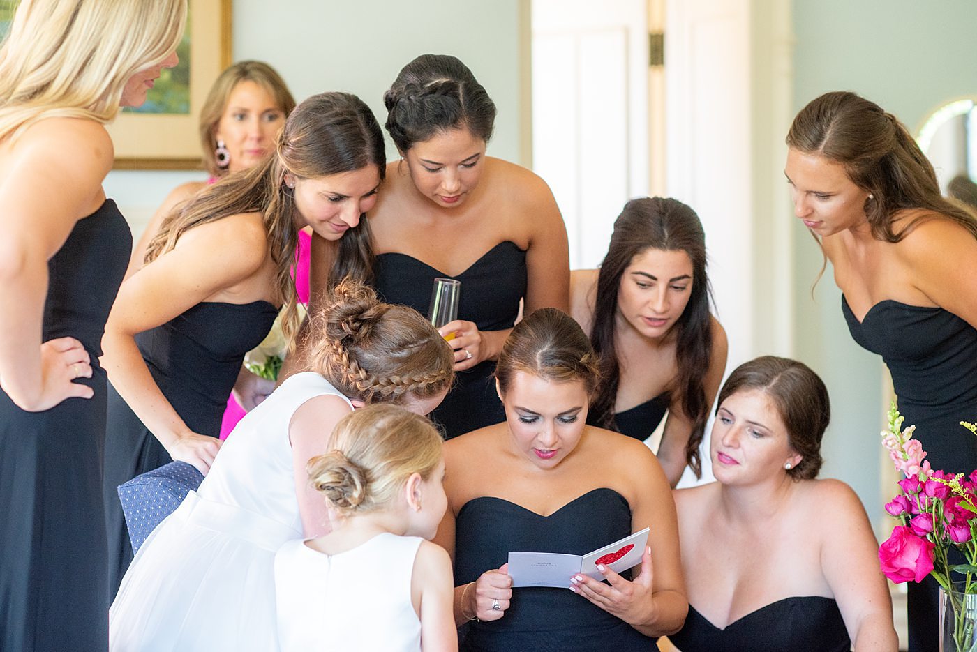 Photos by Mikkel Paige Photography at Waveny House wedding venue in New Canaan, Connecticut. This beautiful venue has an outdoor garden for the ceremony and indoor historic home for the reception. The bride read a card from her soon-to-be-husband before her bridesmaids read it aloud too! #mikkelpaige #wavenyhouse #wavenyhousewedding #connecticutweddingvenue #connecticutweddingphotographer #weddinggifts
