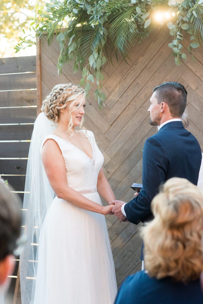 Fall photos at Cary, North Carolina wedding venue Chatham Station by Mikkel Paige Photography. This urban, beautiful space has an indoor and outdoor ceremony area near Raleigh. #mikkelpaige #RaleighWeddingPhotographer #NorthCarolinaWeddings #SouthernWeddings #fallwedding #RaleighWedding #CaryNorthCarolina