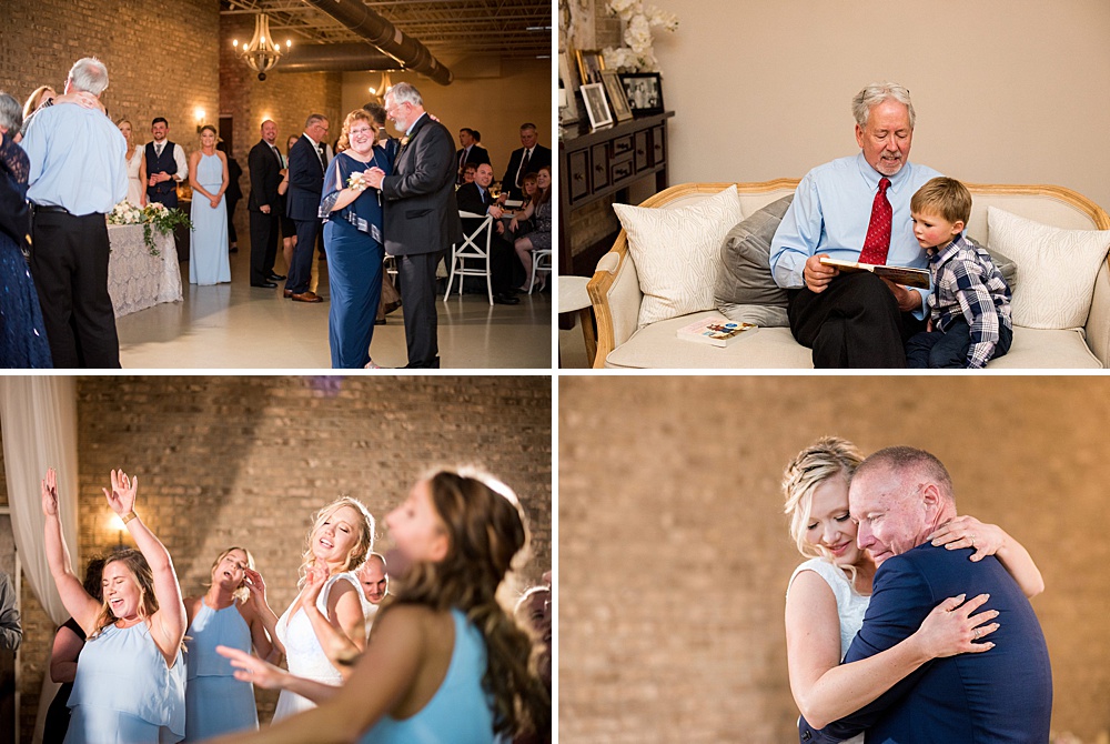 Fall photos at Cary, North Carolina wedding venue Chatham Station by Mikkel Paige Photography. This urban, beautiful space has an indoor and outdoor space near Raleigh. A DJ played as guests looked on during their reception. #mikkelpaige #RaleighWeddingPhotographer #NorthCarolinaWeddings #SouthernWeddings #fallwedding #RaleighWedding #CaryNorthCarolina