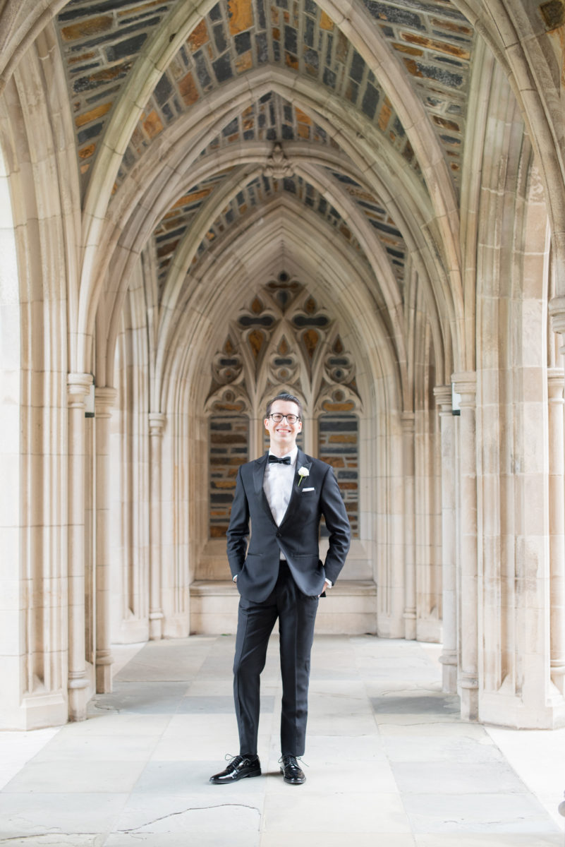 Wedding photographer Mikkel Paige Photography captures a ceremony at Duke Chapel and reception at The Rickhouse, a beautiful downtown venue in Durham, North Carolina. #durhamweddingphotographer #DukeChapelWedding #DurhamWeddingNorthCarolina #DurhamWeddingPhootgrapher #MikkelPaige #groomstyle