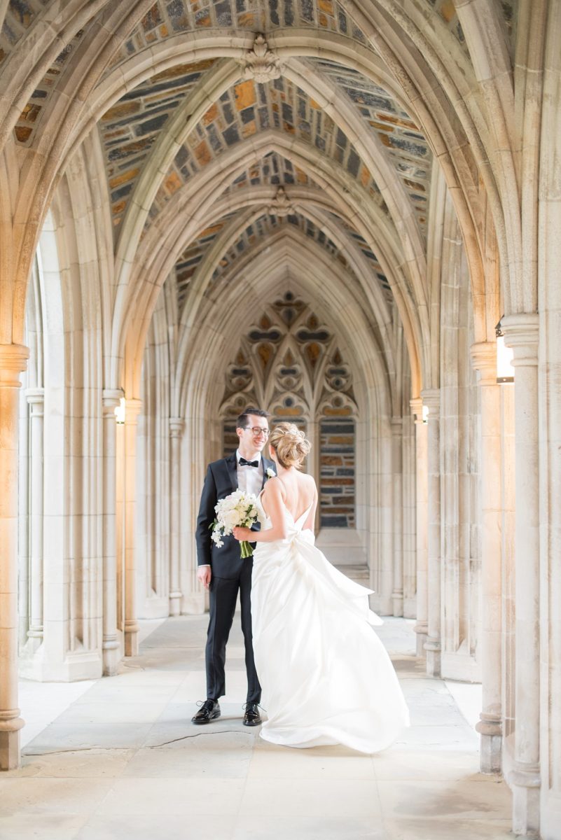 Wedding photographer Mikkel Paige Photography captures a ceremony at Duke Chapel and reception at The Rickhouse, a beautiful downtown venue in Durham, North Carolina. #DukeChapelWedding #DurhamWeddingNorthCarolina #DurhamWeddingPhotographer #MikkelPaige