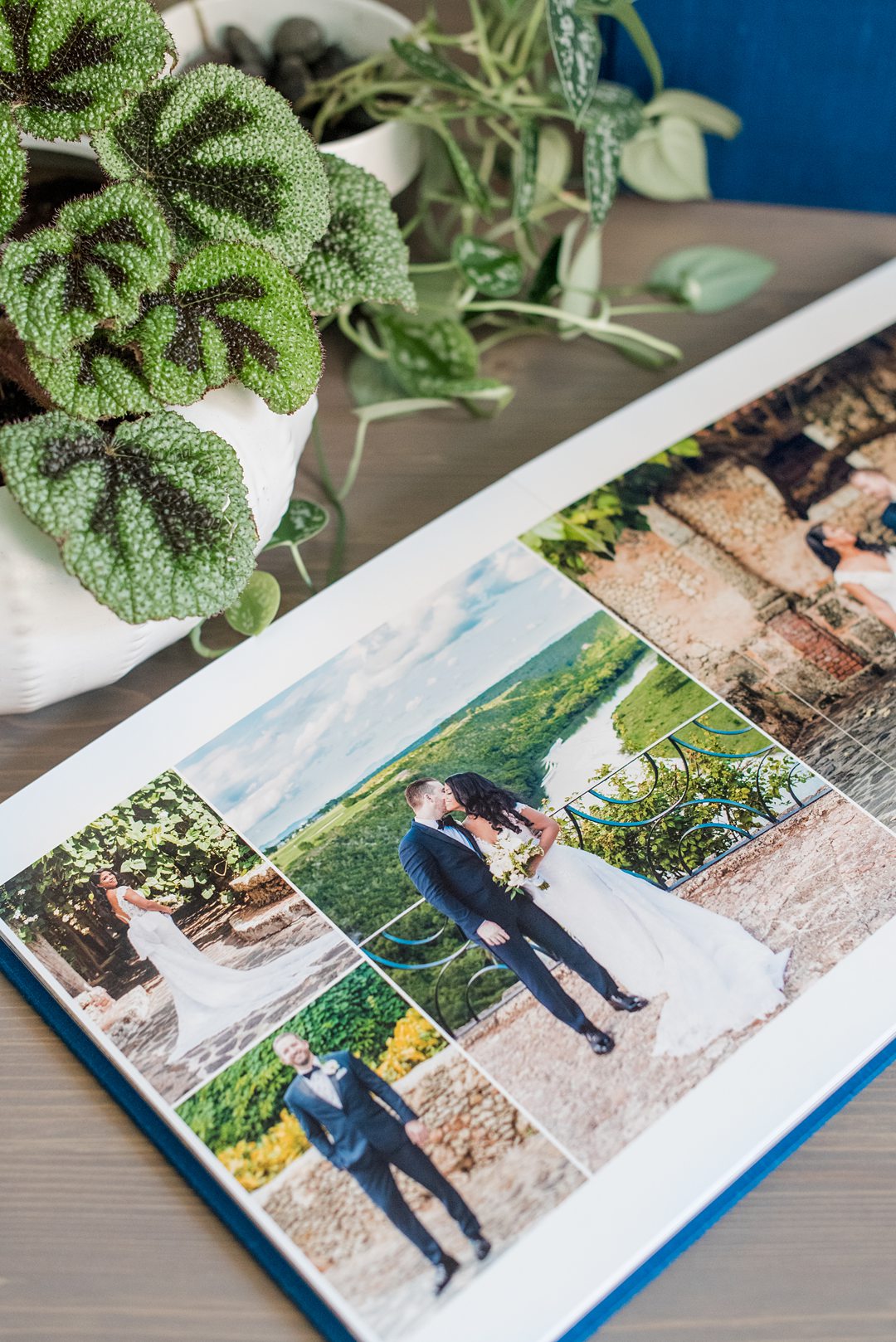 Linen fine art wedding album in blue green silk by Mikkel Paige Photography for a destination wedding at Casa de Campo in the Dominican Republic.